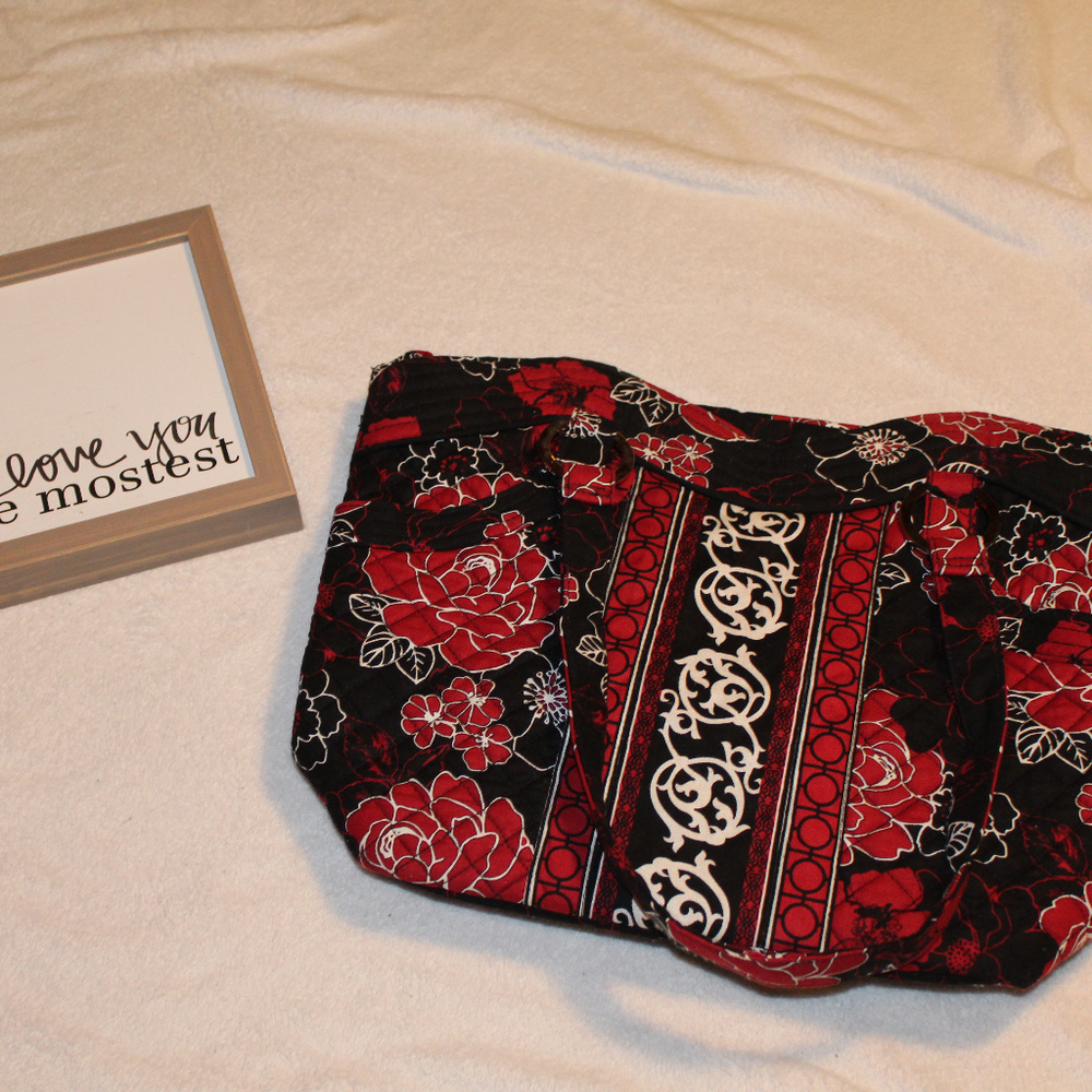 Marie Osmond Red, Black and White Quilted Bag